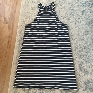 Nautical blue and white striped dress